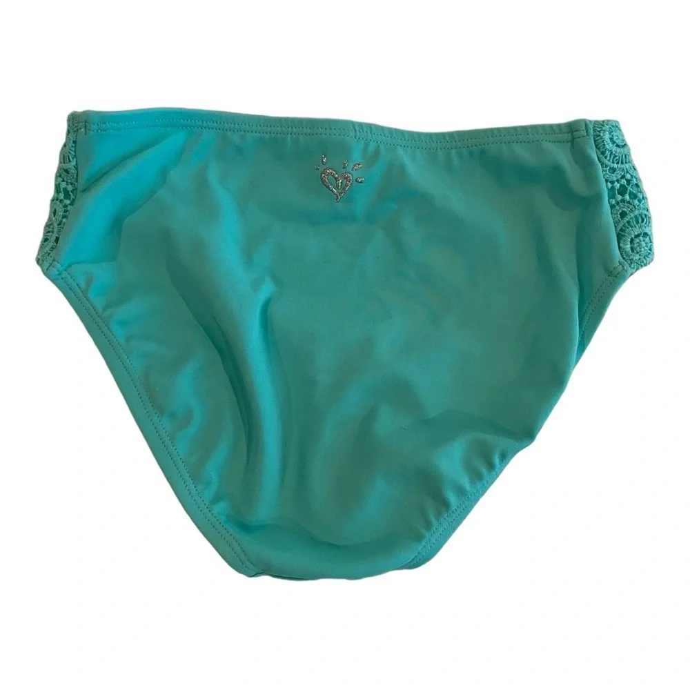 Justice Girls Teal Crochet Bikini Swim Bottoms Size 8